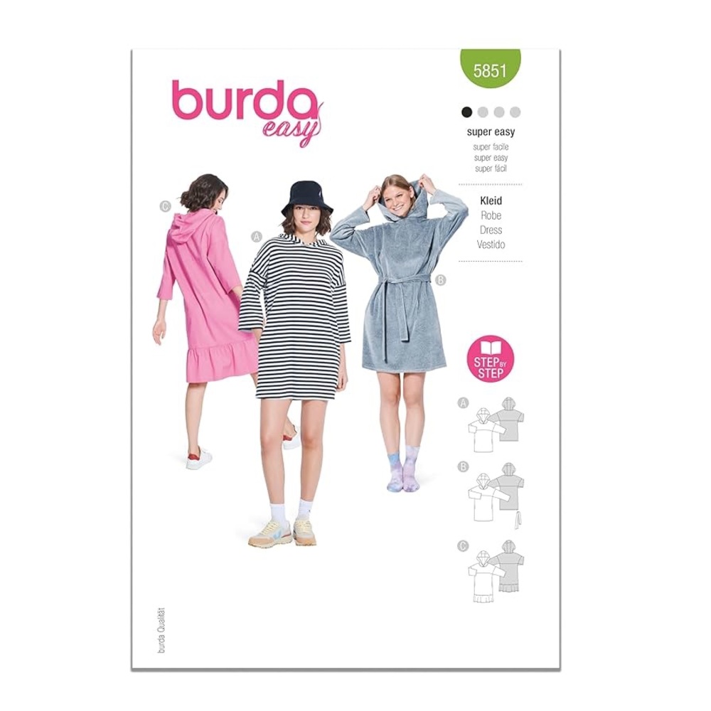 Burda Style Misses' Oversized Hooded Dresses Sewing Pattern Packet 8-22